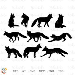 Fox Svg, Fox Cricut, Fox Silhouette, Fox Stencil Templates Dxf, Fox Clipart Png, Animal Svg, Cricut Svg