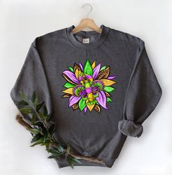 Mardi Gras crawfish sunflower Sweatshirt, Nola Shirt,Fat Tuesday Shirt,Flower de luce Shirt,Louisiana Shirt,Saints New O