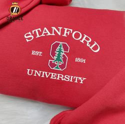 Stanford University Embroidered Crewneck, Stanford Logo Sweatshirt, Stanford Embroidered Hoodie, Unisex T-shirt