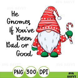 Gnome Family Png, Good Christmas Png, Gnome Christmas Gift, He Gnomes If You've Been Bad or Good, Family Christmas Png