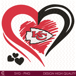 Heart Kansas City Chiefs Svg, Sport Svg, Hearts Svg, NFL Team Svg, Kansas City C