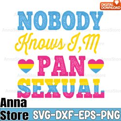 Nobody Know I'm Pansexual LGBTQ Design Svg,LGBT Day Svg,Lesbian Svg , Gay Svg, Bisexual Svg, Transgender Svg, Queer Svg