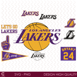 Los Angeles Lakers Logo Bryant 24 Football Team NBA Team Bundle Svg, Sport Svg,