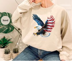 4th of July Crewneck Sweatshirt, Patriotic Hoodies and Sweaters, USA Flag Eagle Graphic Tees, American Hooded, Freedom L