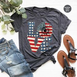 America Shirt, Love America Shirt, 4th Of July Shirt, Fourth of July, Sunflower America Shirt, Memorial Day Shirt, Indep