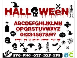 Halloween SVG Bundle, Dripping font svg, Halloween font svg Cricut, Halloween svg, Dripping borders svg, Halloween png