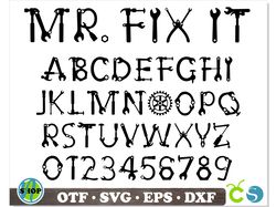 Mr Fix font otf, Mr Fix font ttf, Mr Fix font svg, Tool font svg, tools alphabet, tool letters, dad font, handyman svg