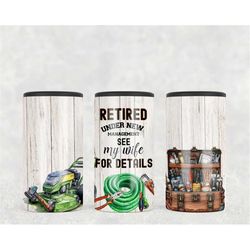 4in1 Can Cooler Sublimation Wrap, Retired Under New Management See My Wife, Sublimation Can Holder PNG - Funny Men's Ret