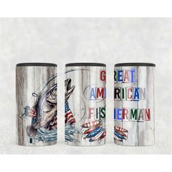 4in1 can cooler sublimation wrap, great american fisherman, sublimation can holder png - america patriotic bass fishing
