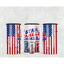 4in1 can cooler sublimation wrap, star spangled and hammered, sublimation can holder png - 4th of july america patriotic