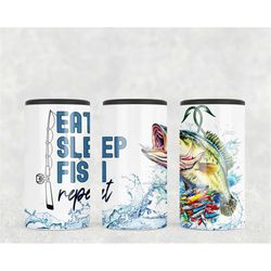 4in1 can cooler sublimation wrap, eat sleep fish repeat , sublimation can holder png - summer time bass fishing fisherma