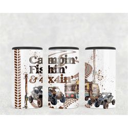 4in1 can cooler sublimation wrap, camping fishing & 4x4in', sublimation can holder png - summer time camper and fish mud