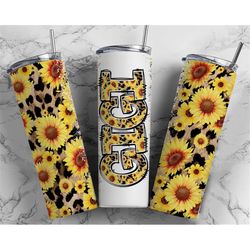 GIGI Tumbler Wrap PNG Sunflower Cheetah Print PNG Tumbler Design Seamless Country Sublimation Designs Downloads 20oz