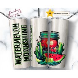 Watermelon Moonshine 20 oz Skinny Tumbler Sublimation Design Digital Download PNG Instant DIGITAL ONLY, Summertime Drink