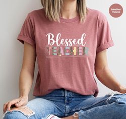 Blessed Teacher Shirt, First Grade Teacher Gifts, Leopard Print Graphic Tees, Back to School TShirt, Gift From Student,