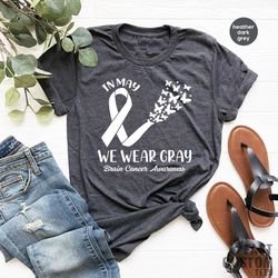Brain Cancer Shirt, Gray Ribbon Shirt, Cancer Awareness, Cancer Support Shirt, Cancer Survivor, Cancer Fighter Shirt, Ca