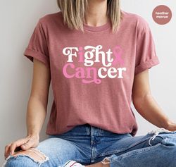 Breast Cancer Ribbon Shirt, Fight Cancer Tees, Breast Cancer Shirt, Cancer Warrior T-Shirt, Breast Cancer Support Gift,