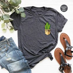 Cactus Pocket Shirt, Cactus Lover Gift, Cute Cactus Kids Shirt, Cactus Toddler Shirt, Plant Lover Shirt, Cactus Gift, Wo