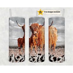 Highland Cow 20 oz Skinny Tumbler Sublimation Design Digital Download PNG Instant DIGITAL ONLY, Rustic Ranch Style Cow L