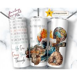 Christian Bible 20 oz Skinny Tumbler Sublimation Design Digital Download PNG Instant DIGITAL ONLY,He Can Carry You Throu