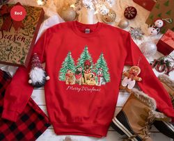 Christmas Tree Dogs Winter Graphic Tees for Dog Mom, Cute Dogs Merry Woofmas Sweatshirt Gifts for Dog Owners, Christmas