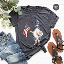 Cool 4th of July Shirt, American Gnome Graphic Tees, American Flag TShirt, USA Kids T-Shirts, Independence Day Outfit, P