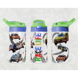 Dirt Track Race Car tumbler png wrap | Sublimation Digital Download | Kids Water Bottle 12 oz skinny straight design | C