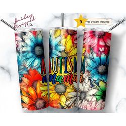 Autism Mama 20 oz Skinny Tumbler Sublimation Design Digital Download PNG Instant DIGITAL ONLY, Autism Awareness Tumbler