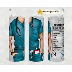 male nurse blue scrubs 20 oz skinny tumbler sublimation wrap design for straight tumbler, png file, digital, funny nutri
