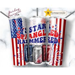 Star Spangled Hammered 20 oz Skinny Tumbler Sublimation Design Digital Download PNG Instant DIGITAL ONLY, Patriotic 4th