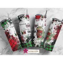 20 Oz Skinny Tumbler, Running on Coffee and Christmas Cheer Straight Template, Digital Download, sublimation graphics in
