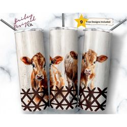 Cute Cows 20 oz Skinny Tumbler Sublimation Design Digital Download PNG Instant DIGITAL ONLY, Farm Cow Tumbler