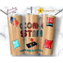 Cornhole Corn Star 20 oz Skinny Tumbler Sublimation Design Digital Download PNG Instant DIGITAL, Your Hole is My Goal Co