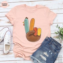 Cute Turkey Thankful Shirt, Thanksgiving Shirt, Funny Turkey Shirt, Peace Turkey Shirt, Thankful Funny Shirt, Funny Fami