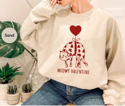 Cute Valentines Day Crewneck Sweatshirt, Valentines Hoodies and Sweaters, Cat Owner Valentines Day Long Sleeve Shirt, Gi