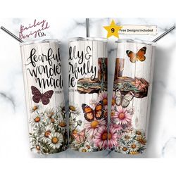 Fearfully and Wonderfully Made 20 oz Skinny Tumbler Sublimation Design Digital Download PNG Instant DIGITAL ONLY, Bible