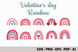 Boho Rainbow Valentine's Day SVG Bundle