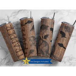 20 oz Skinny Tumbler Sublimation Beaver Trapper wrap, straight template Wood Hunting Tumbler digital download PNG Outdoo