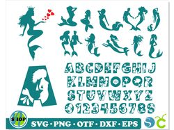 Mermaid SVG Bundle | Mermaid Font svg Cricut, Mermaid Silhouette svg, Mermaid Font otf, Mermaid letters SVG, Mermaid svg