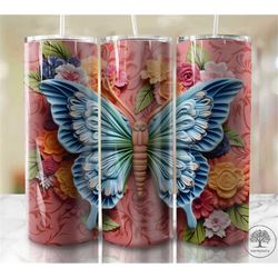 3D Effect Floral Tumbler Wrap Design Png 20oz Sublimation Straign & Tapered 20 oz Tumbler Digital