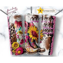 Country Girl Mom 20 oz Skinny Tumbler Sublimation Design Digital Download PNG Instant DIGITAL ONLY, Rustic Cowgirl Tumbl