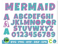 Mermaid Font SVG Cricut Layered, Mermaid Font otf, Mermaid letters svg, Mermaid svg, Mermaid shirt svg, Mermaid Birthday