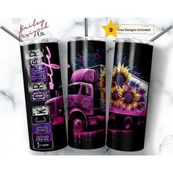 Truck Driver Wife 20 oz Skinny Tumbler Sublimation Design Digital Download PNG Instant DIGITAL ONLY, Trucker Wife Tumble
