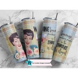 Retro Housewife 20oz Skinny Tumbler Wine because punching Sublimation Design Template, Tumbler Straight PNG Digital, Fun