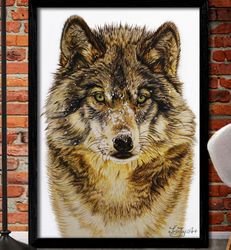 Wolf watercolor painting animal print Wildlife animal wall art Wolf gift poster Wolf illustration by IrinJoyArt Woodland