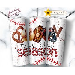 Tis the Season 20 oz Skinny Tumbler Sublimation Design Digital Download PNG Instant DIGITAL ONLY, Baseball Tumbler, Base