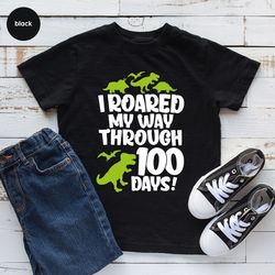 Funny Dinosaur Shirts, 100 Days of School Shirts, School Shirts for Boys, Gifts for Son, 100 Days Celebration, 100th Day