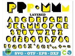 Pac Man Font SVG Cricut Layered, Pac-Man PNG, Pac-Man Font SVG PNG TTF, Game Font, 80s font, Pacman letters