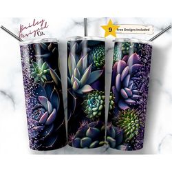 Succulent and Floral 20 oz Skinny Tumbler Sublimation Design Digital Download PNG Instant DIGITAL ONLY, Plants Tumbler