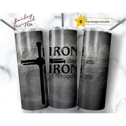 Christian Iron Sharpens Iron 20 oz Skinny Tumbler Sublimation Design Digital Download PNG Instant DIGITAL ONLY, Bible Ve